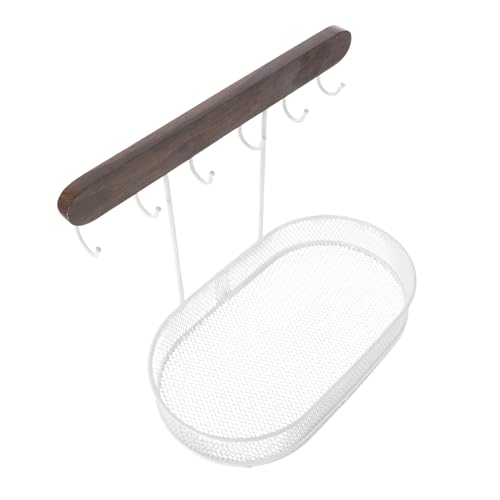 FONDOTIN Earring Holder Tray with Hooks Compact Bracelet Hanging Rack for Tabletop Display for Keys Watches Daily Essentials Storage