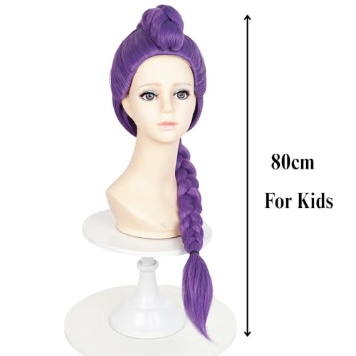 Purple Braid Wig for Kids Girls Toddlers Purple Wig with Long Braids Ponytail Clip for Stage Party Halloween Costume Cosplay3