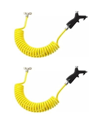 2 Pistola De Ar Botão Mangueira Cabine Caminhão Cores (Amarelo)