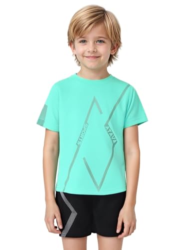 Boys Moisture-wicking Activewear Short Sleeve T-shirt & Shorts Basketball Cycling Sport Outfit Light Green 3-4 Years