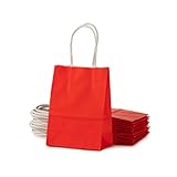 Small Red Paper Bag with Handle Party Favor Bag 6x4.5x2.5 inch for Wedding Birthday Valentine's Day