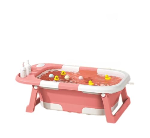 Qfmr 折りたたみバスタブ安定したサポートは快適な背骨の保護赤ん坊の浴槽をひっくり返すことは容易ではない設計赤ん坊の浴槽を掛けることができる (温度計なし,バラ)