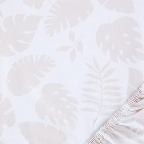 Image of Trend Lab Palm Leaves Cotton Fitted Crib Sheet Set for Baby Nursery, Fits Standard Crib Mattress 28 in x 52 in, Fully Elasticized, 8-inch Pockets