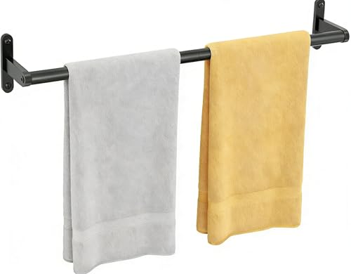 Black Towel Bar, 24 Inch Towel Rack for Bathroom Wall Mounted, Heavy Duty Hand Towel Holder, Space-Saving Bathroom Towel Rack Rod, Single Bar Matte Black
