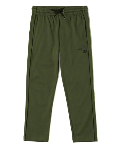 Image of Jockey AB13 Boys Super Combed Cotton Rich Graphic Printed Trackpants with Contrast Side Piping