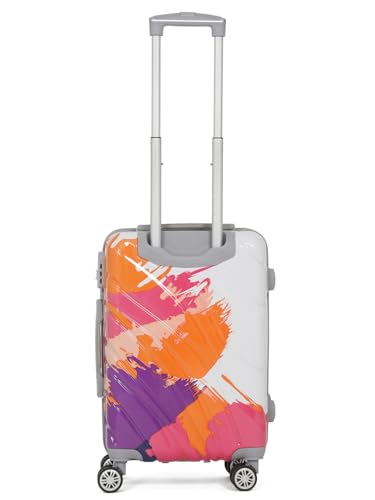 Image of Teakwood World Small 55 cm Cabin Size Trolley Bag Polycarbonate 360 Degree 8 Wheels Luggage Bag with TSA Lock, Adjustable Handle Trolley Bags for Travel, Suitcase for Travel | Wave Pink
