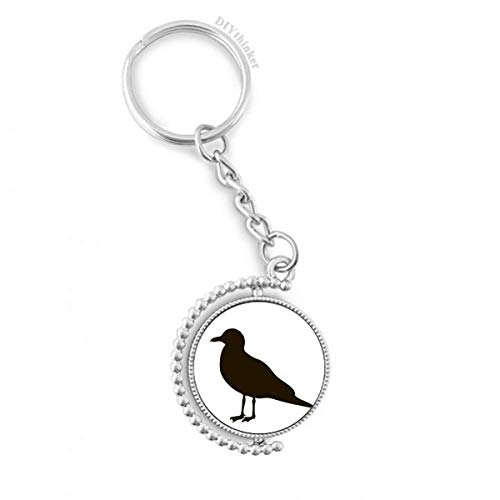 Porte-clés rotatif mouette noire anneau de clé 1,2x3,5 pouces multicolore