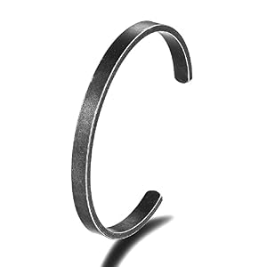 HAQUIL Viking Open Cuff Bracelet, Stainless Steel Black Bangle, Vintage Jewelry, Gift for Men and Women