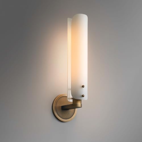LIFENICEST Brass Mid-Century Modern Wall Sconce White Frosted Glass Shade