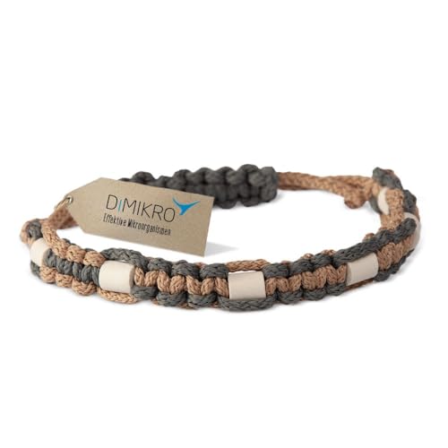 EM Keramik-Halsband für Haustiere (Hund und Katze) mit EM Keramik-Pipes (grau) - verstellbar Größen (grau-beige 35-45 cm)