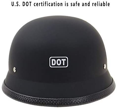 Motorfiets Open Helm Retro Duitse Stijl Motorbike Half Helm Voor Mannen & Vrouwen DOT/Ece Goedgekeurd Met Pilot Goggles Quick Release Buckle Unisex Half Face Zomer Helmen,Matte black,L