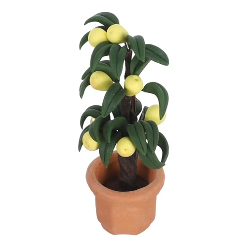 Kisangel Artificial Miniature Pear Tree: Fake Green Plant with Fruits Decoration Realistic Leaves for Home Table Office Garden Indoor Outdoor