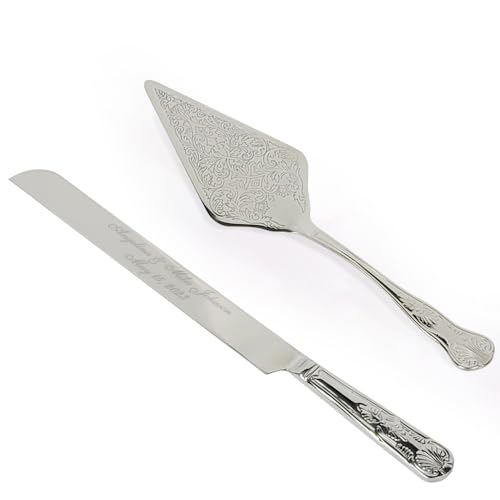 Personalized Cake Serving Set for Wedding, Engraved Wedding Gift for the Couple, Wedding Reception, Silver, 2 Custom Messages