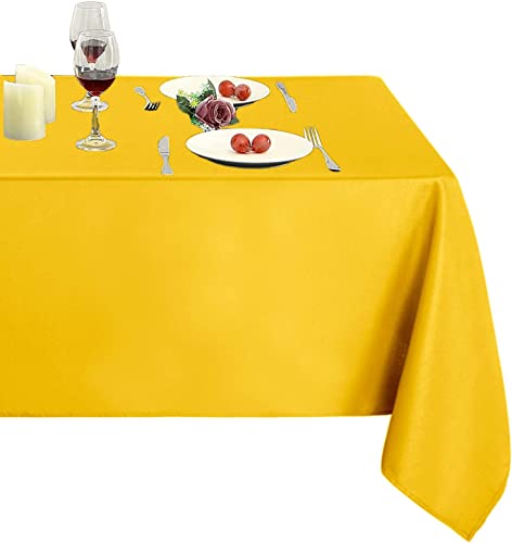 Image of Obstal 210GSM Rectangle Table Cloth, Yellow, 54 x 108 Inch | Heavy Duty Water Proof Microfiber Tablecloth, Decorative Fabric Table Cover for Outdoor and Indoor Use