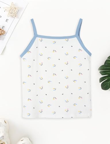 Image of SEAUR Toddler Girls Cotton Camisole Cute Tank Tops Tagless Sleeveless Undershirt Spaghetti Strap Flower Clothes