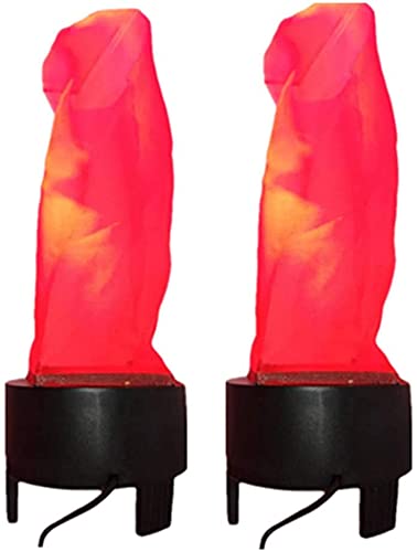 2-Pack LED Fake Fire Flame Light, Artificial Flickering Fire Flame Electronic Flame Night Light for Halloween Christmas Night Clubs Party Decoration (Long Flame,4.7")