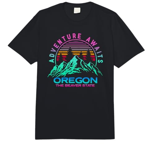 Oregon Retro Vintage Mountains & Outdoors Wilderness State Comfort Colors Adult Heavyweight T-Shirt