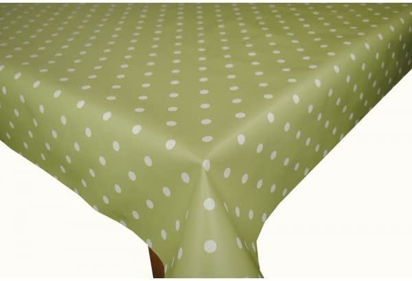 Karina Home Polka Dotty PVC Wipe Clean Tablecloth Vinyl (Sage Green, 120 x 120cm)