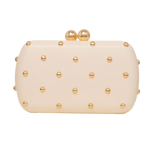 Womens PU Leather Clutch Metalilc Studs Handbag Trendy Rivet Crossbody Bag Designer Handbags for Cocktail Party