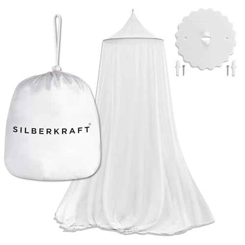 Silberkraft Moustiquaire de qualité supérieure avec crochets et chevilles, XXL pour lit double, moustiquaire pour voyage et à la maison, avec sac de...