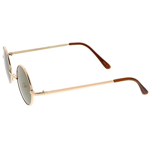 Image of zeroUV Small Retro-Vintage Style Lennon Inspired Round Metal Circle Sunglasses