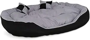 Poofy's Pet Island Egg Shape Grey-Black Ultra Soft Polyfill Reversible Dog/Cat Large Bed (Export Quality)