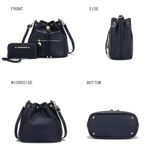 Image of MKF Collection Crossbody Bucket Bag for Women, Drawstring Hobo Shoulder Bags Handbag Purse with Wristlet Wallet by Mia K