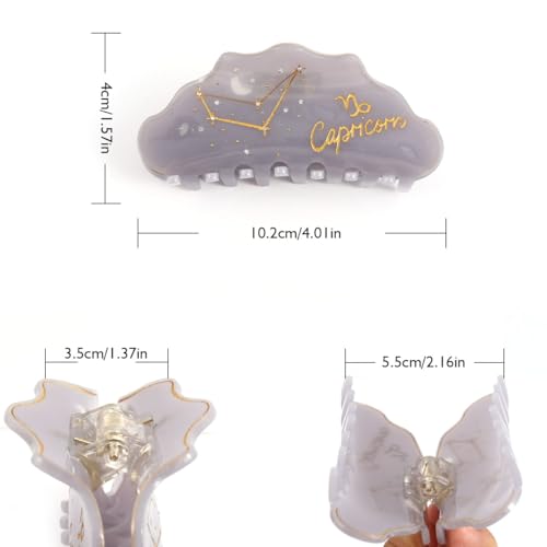 Capricornus Acetate Hair Claw, Marble Pattern Personalized Acetate Hair Clip for Women Gift 1 Piece