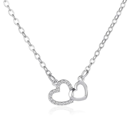 Colliers en forme de coeur exquis en cristal de zircon et chaîne de clavicule couleur or - 4