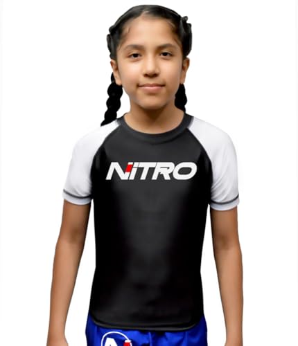 Kids BJJ Rash Guard - Brazilian Jiu Jitsu MMA Compression Shirt - Short Sleeve Rashguard