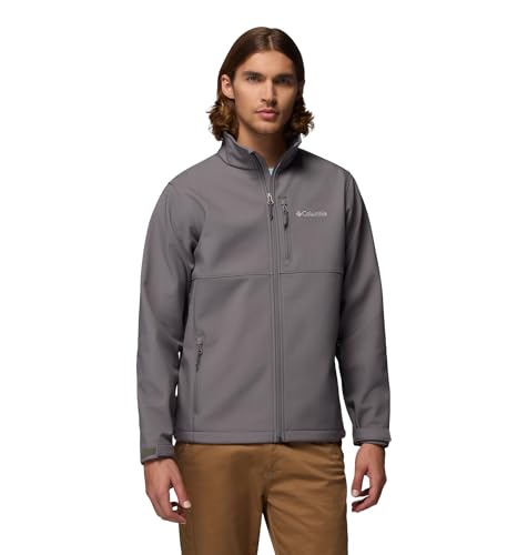 Columbia Mens Ascender Softshell Full Zip Rain Jacket, City Grey, Large