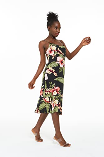 Image of Family Matching Hawaiian Clothes, Black Rafelsia | Lightweight 100% rayon • Family matching outfits • Beach vacations • Luaus • Cruises • Family photos