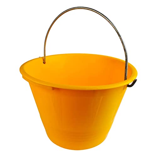 La zappa Secchio da muratore per calcestruzzo in plastica resistente con manico (10 lt)