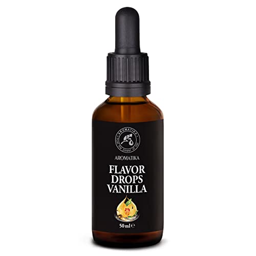 Gotas De Sabor Vainilla - 50ml - Saborizante Comestible - Botella de Vidrio Oscuro con Cuentagotas - Aromas Alimentarios - Concentrado Sin Calorías Forma Líquida - Flavor Drops - Sabor Vainilla