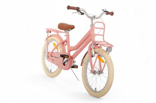 AMIGO Bella - Kinderfahrrad - 18 Zoll - mit Handbremse, Rücktritt, Lenkerpolster und Kickstand- ab 6-7 Jahre - Lachsrosa