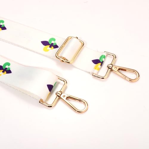 Image of Mardi Gras Purse Strap Replacement Mask Fleur De Lis Purse Strap Purple Crossbody Bag Strap Parade Party Favors