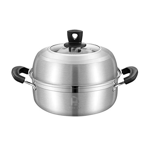 OWOHYG Olla/Vaporera De Acero Inoxidable 304, Olla para Sopa Doméstica, para 16 Personas, Apta para Cocina De Gas/Inducción, 26 Cm
