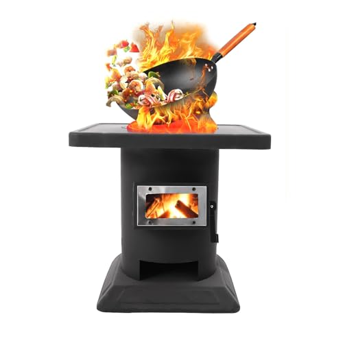 Estufa de leña, calentador de chimenea multifuncional para calefacción del hogar, carbón, pellet, calienta 538 pies cuadrados