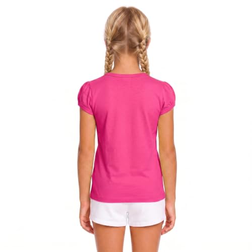 Image of Lilax Girls Short Puff Sleeve Cotton T-Shirt, Toddler & Little Girls Top | 95% Cotton Puff Sleeve Tee; Crewneck, Short Sleeve; Toddler & Girls Sizes 2T-12; for School, Play & Everyday; Machine Wash