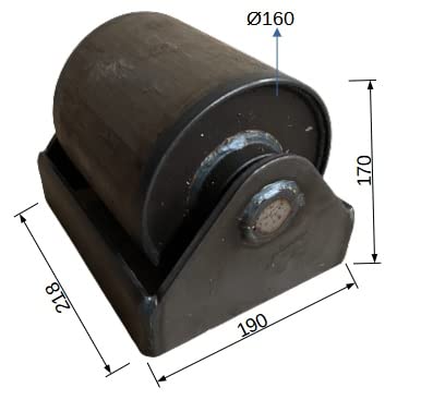 VITE Rouleau de Benne Ø160 mm avec Support, Roue pour Benne en Acier Brut