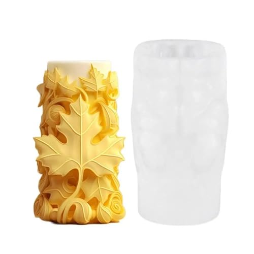 Moldes cilíndricos de silicona para resina epoxi, moldes en relieve de hojas para manualidades, jabón, decoración de yeso, jabón hecho a mano