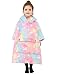 Glow in The Dark Wearable Blanket Hoodie for Kids Toddlers 2-6YR Sherpa Blanket Sweatshirt with Pocket Little Girls Boys (Rainbow, Elk)