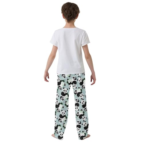 ZZXXB Lovely Panda Footprint Boys Long Pants Soft Trousers Elastic Waist Kids Lounge Bottoms with Pockets S-XL3