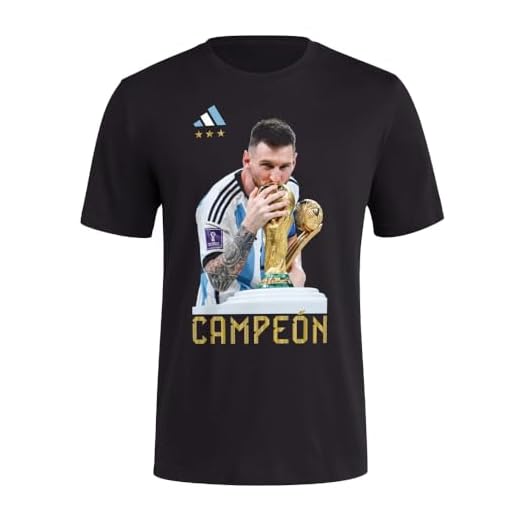 adidas Men's Soccer Argentina Messi's 2022 World Cup Tee Collection (as1, Alpha, xx_l, Regular, Regular, Black - Messi Campeon)