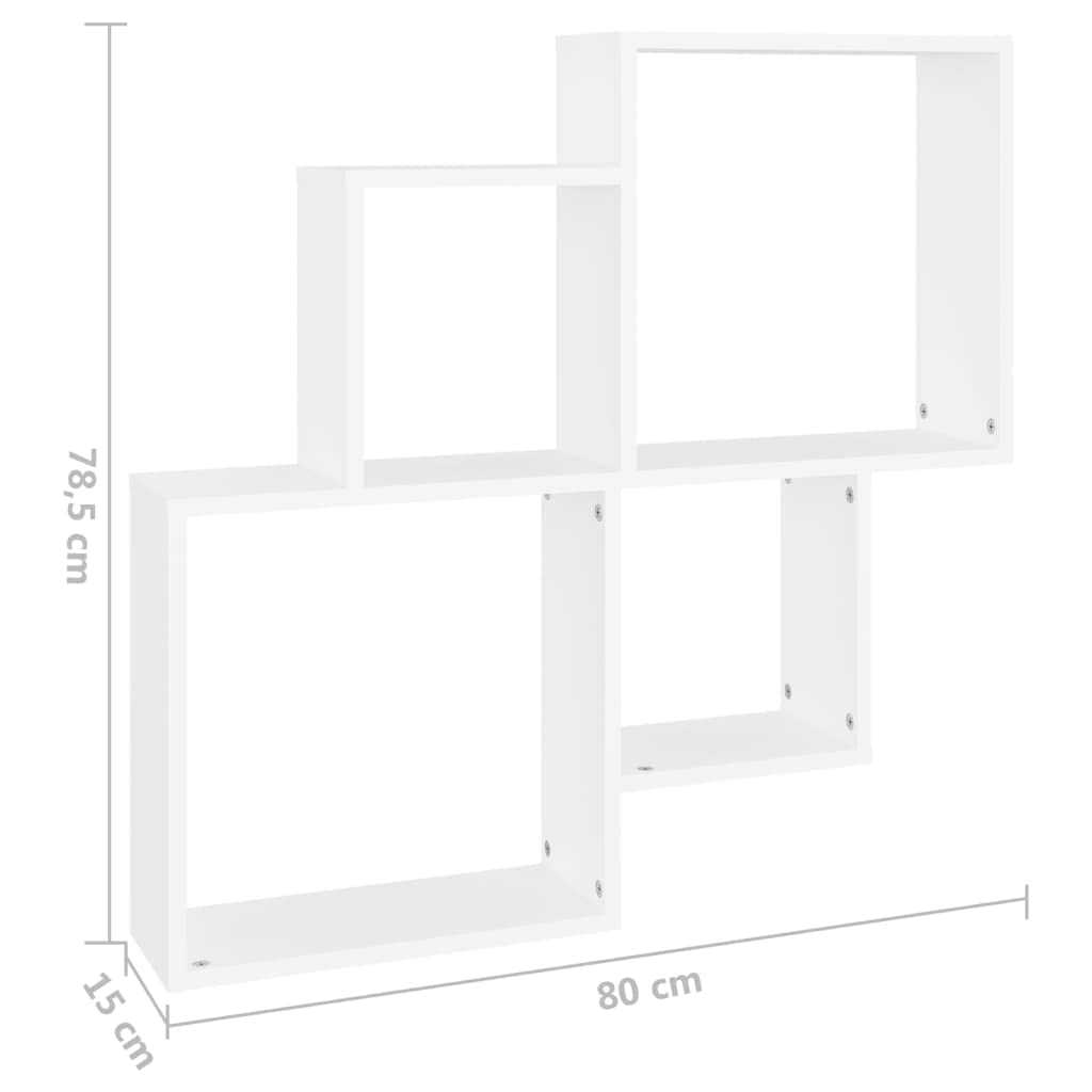 vidaXL Würfelregal Wandregal Hängeregal Cube Lounge CD Regal Dekoregal Bücherregal Schweberegal Wandboard Regalwürfel Weiß 80x15x78,5cm Holzwerkstoff