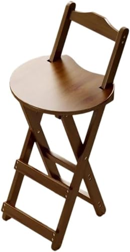 Folding Bar Stool with Non-Slip Feet, Kitchen Counter Height Portable Bar Stools Footrest, 33 inch Wood Chair for Camping Kitchen Shop Cgame Room Indoor Outdoor Use (Brown)/Brown