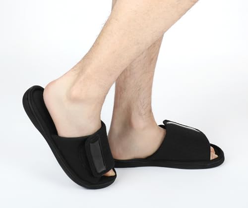 Image of Panda Bros Adjustable House Slippers for Men Soft Open Toe Breathable Indoor Outdoor Slip on Slides Slippers with Memory Foam for Home Bedroom