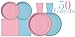 Oojami Gender Reveal Party Pack - Disposable Dinner Plates, Dessert Plates, Cups & Napkins - Pink & Blue, 50 Count