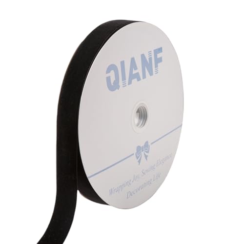 QIANF Vintage Black Velvet Ribbon, 1 Inch X 25Yd