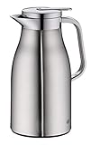 alfi Skyline, Thermoskanne Edelstahl mattiert 1l mit doppelwandigem alfiDur Vakuum-Hartglaseinsatz. Isolierkanne hält 12 Stunden heiß, ideal als Kaffeekanne oder als Teekanne - 1322.205.100